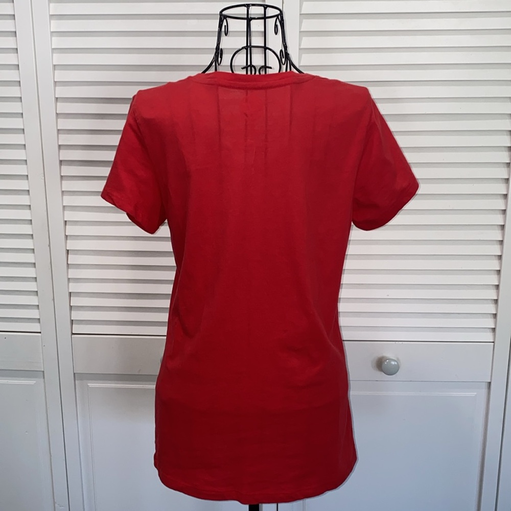 Kansas City Chiefs Women's Rhinestone Logo V-Neck T-Shirt in Red Sz S❤️LIKE NEW - Picture 5 of 11